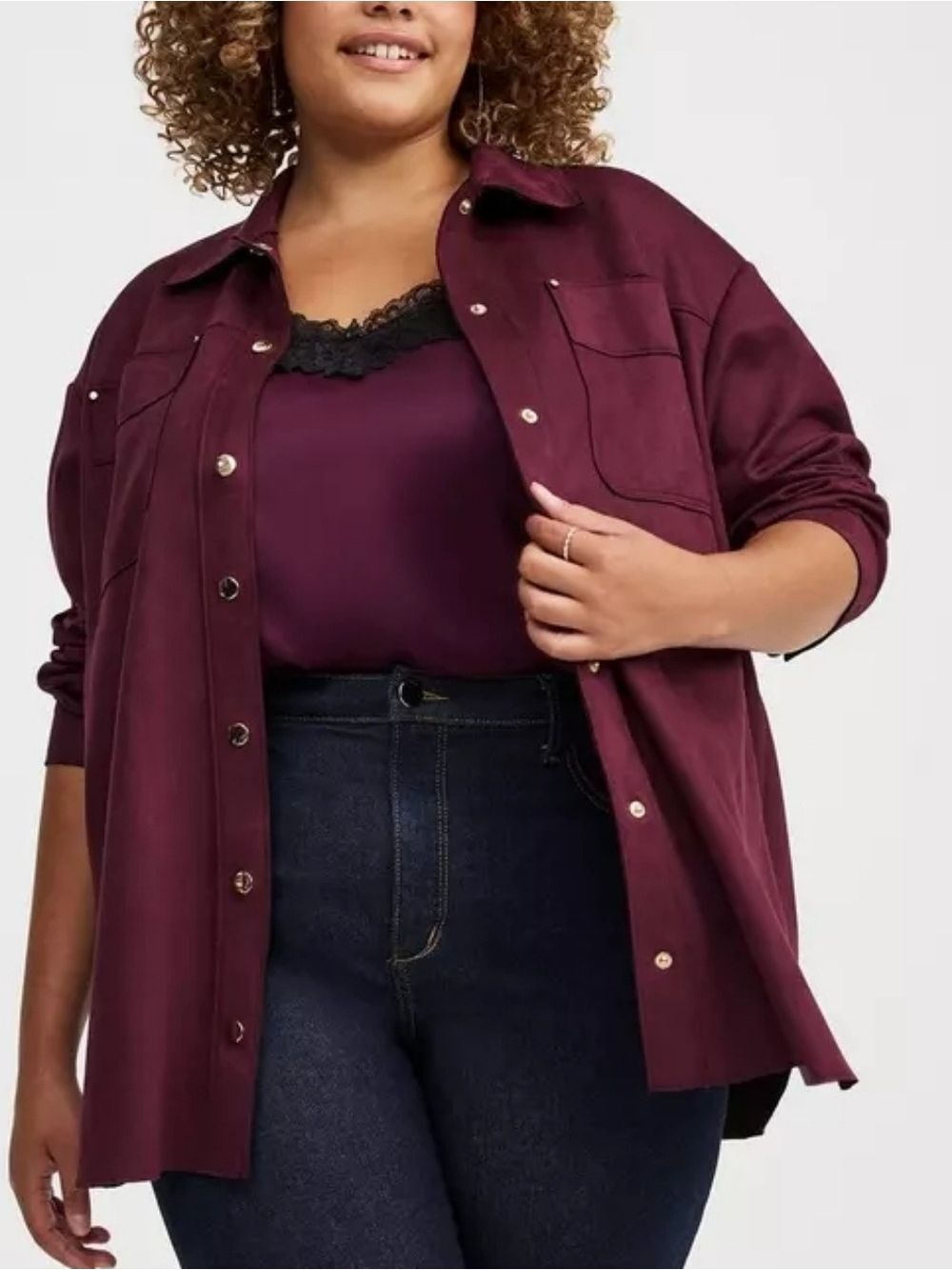 5X • Torrid • Faux Suede Button-Up Shacket in Deep Wine